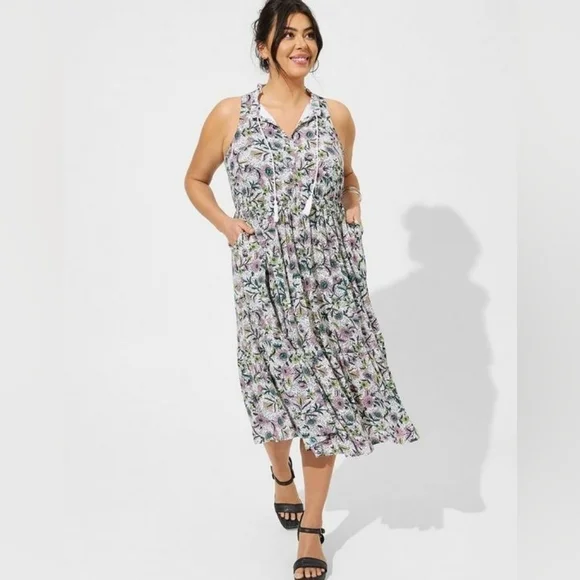 NWT Torrid Midi Gauze Tiered Dress - Picture 4 of 10